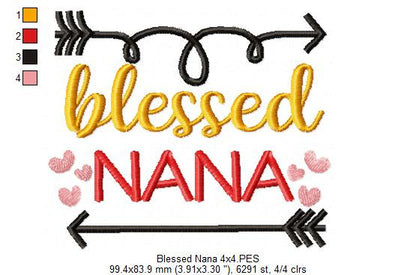 Blessed Nana - Fill Stitch - Machine Embroidery Design