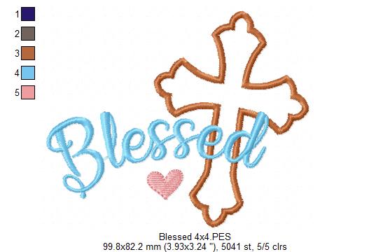 Easter Cross Blessed - Applique