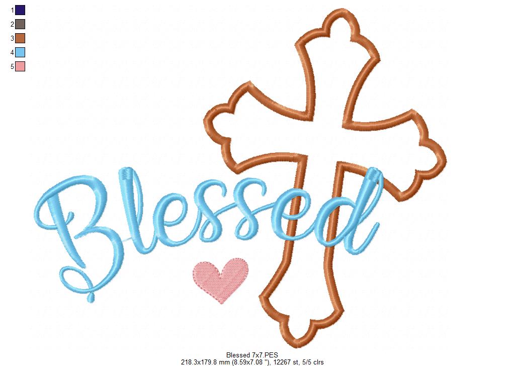 Easter Cross Blessed - Applique