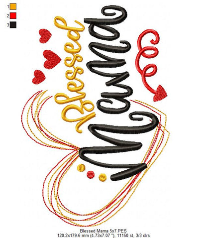 Blessed Mama - Fill Stitch - Machine Embroidery Design