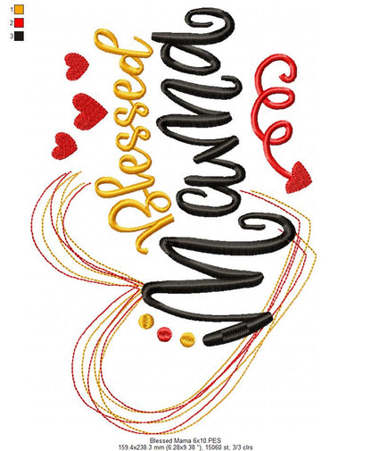Blessed Mama - Fill Stitch - Machine Embroidery Design