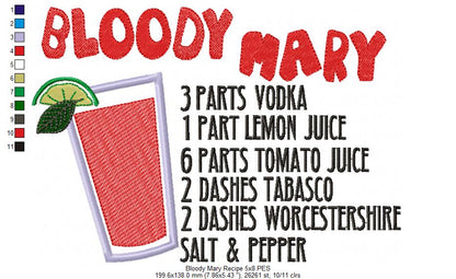 Bloody Mary Recipe - Applique Embroidery