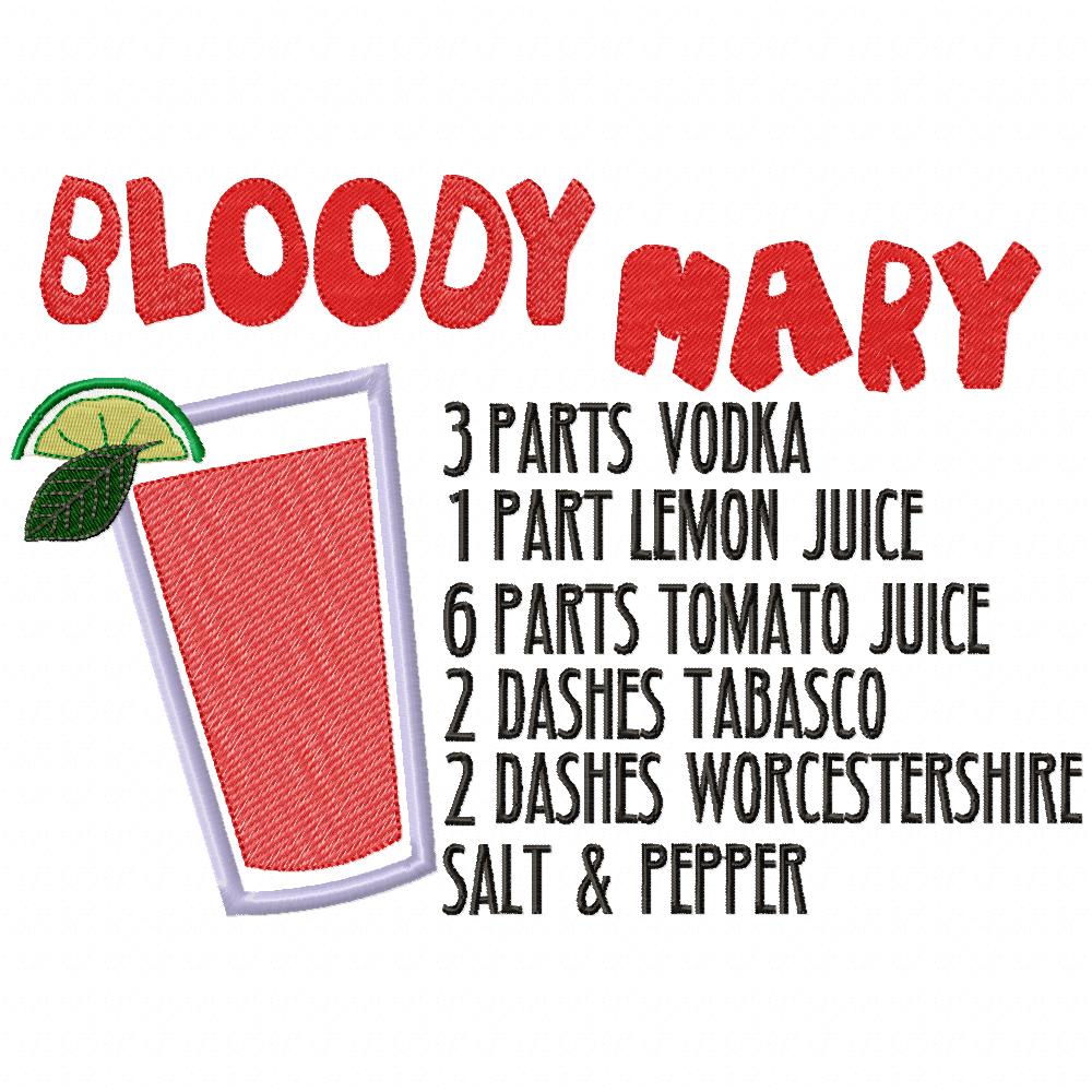 Bloody Mary Recipe - Applique Embroidery