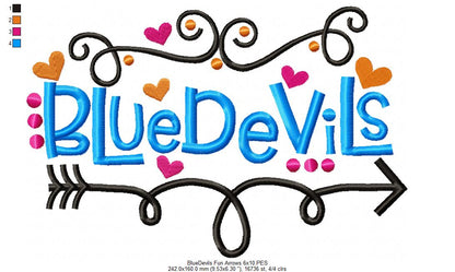 Blue Devils Fun Arrows - Satin Stitch - Machine Embroidery Design