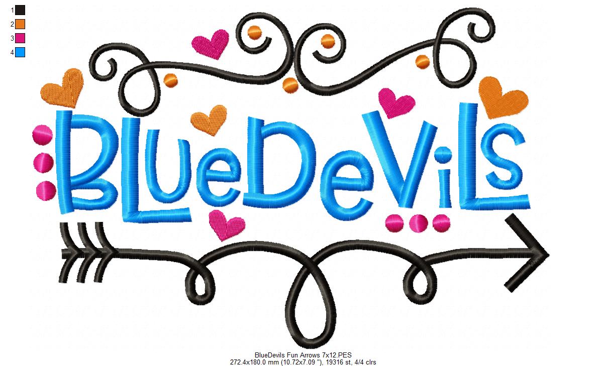 Blue Devils Fun Arrows - Satin Stitch - Machine Embroidery Design