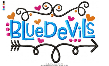 Blue Devils Fun Arrows - Satin Stitch - Machine Embroidery Design