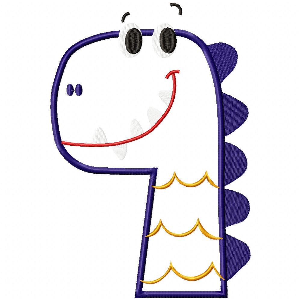 Blue Dinosaur - Applique Embroidery