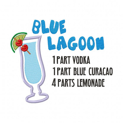 Blue Lagoon Recipe - Applique - Machine Embroidery Design