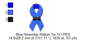BlueNovember Ribbon with Tie - Fill Stitch
