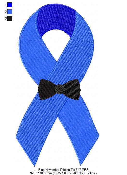 BlueNovember Ribbon with Tie - Fill Stitch