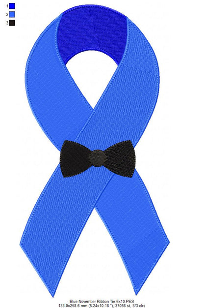 BlueNovember Ribbon with Tie - Fill Stitch