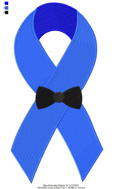 BlueNovember Ribbon with Tie - Fill Stitch