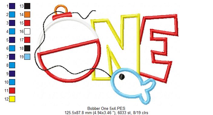 Bobber One Fishing Birthday - Applique