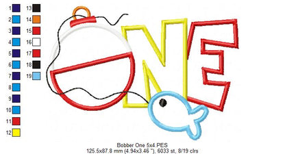 Bobber One Fishing Birthday - Applique