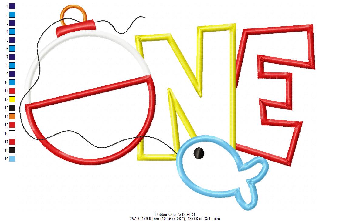 Bobber One Fishing Birthday - Applique