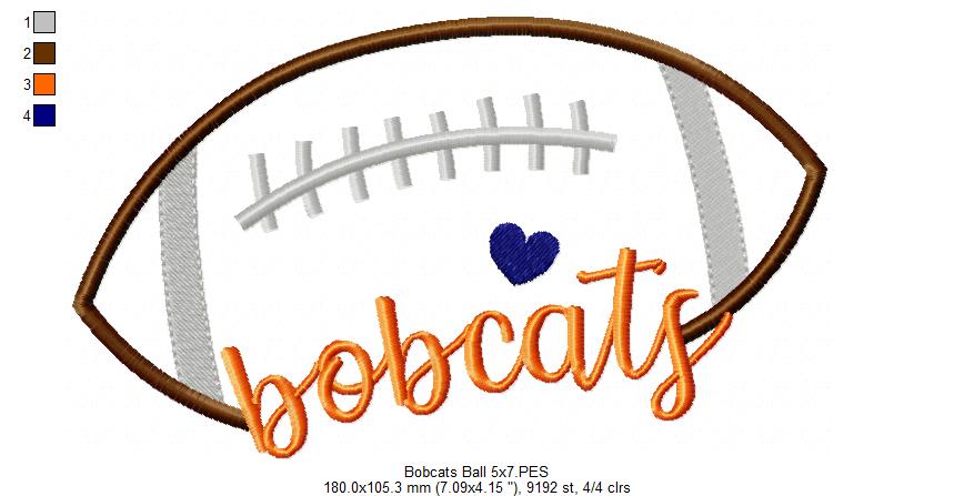 Football Bobcats Ball - Fill Stitch