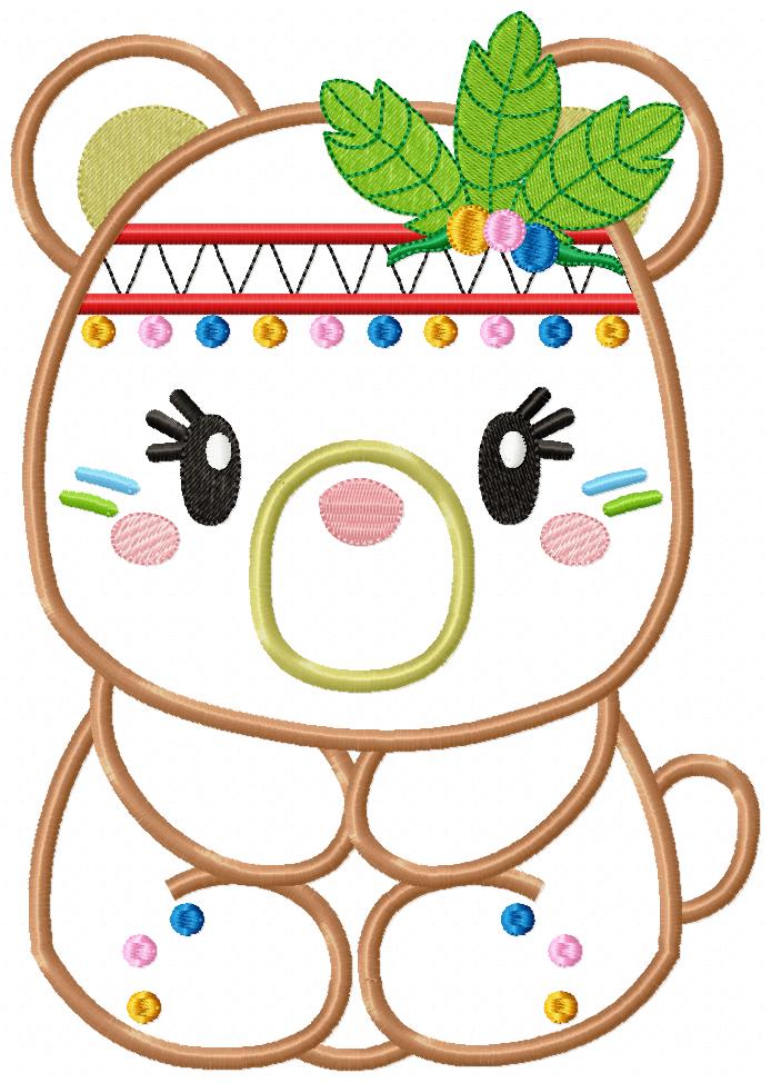 Boho Bear - Applique Embroidery