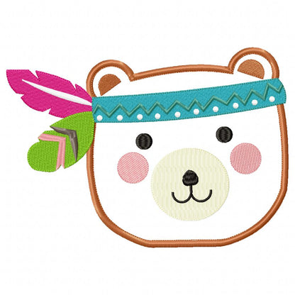 Boho Bear Face - Applique - Set of 2 designs