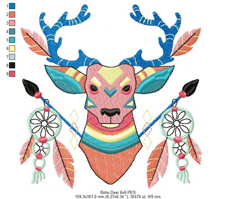 Boho Deer - Fill Stitch