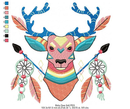 Boho Deer - Fill Stitch