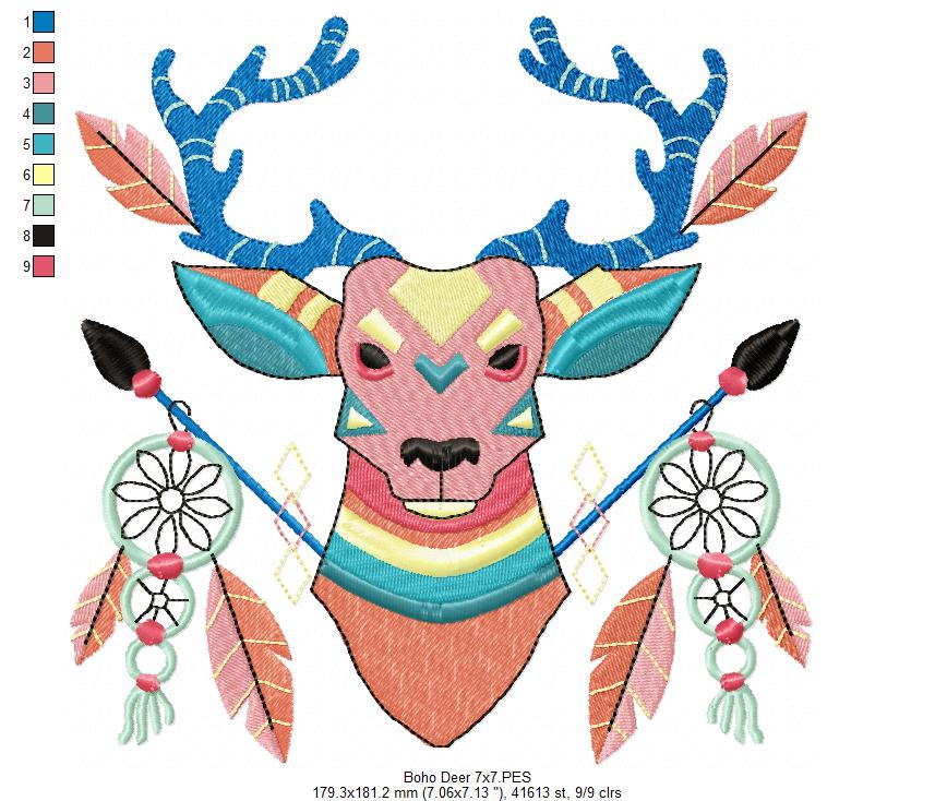 Boho Deer - Fill Stitch