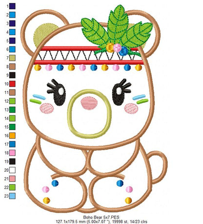 Boho Bear - Applique Embroidery