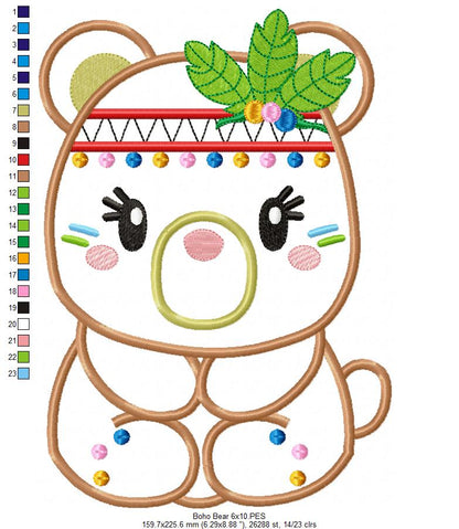 Boho Bear - Applique Embroidery