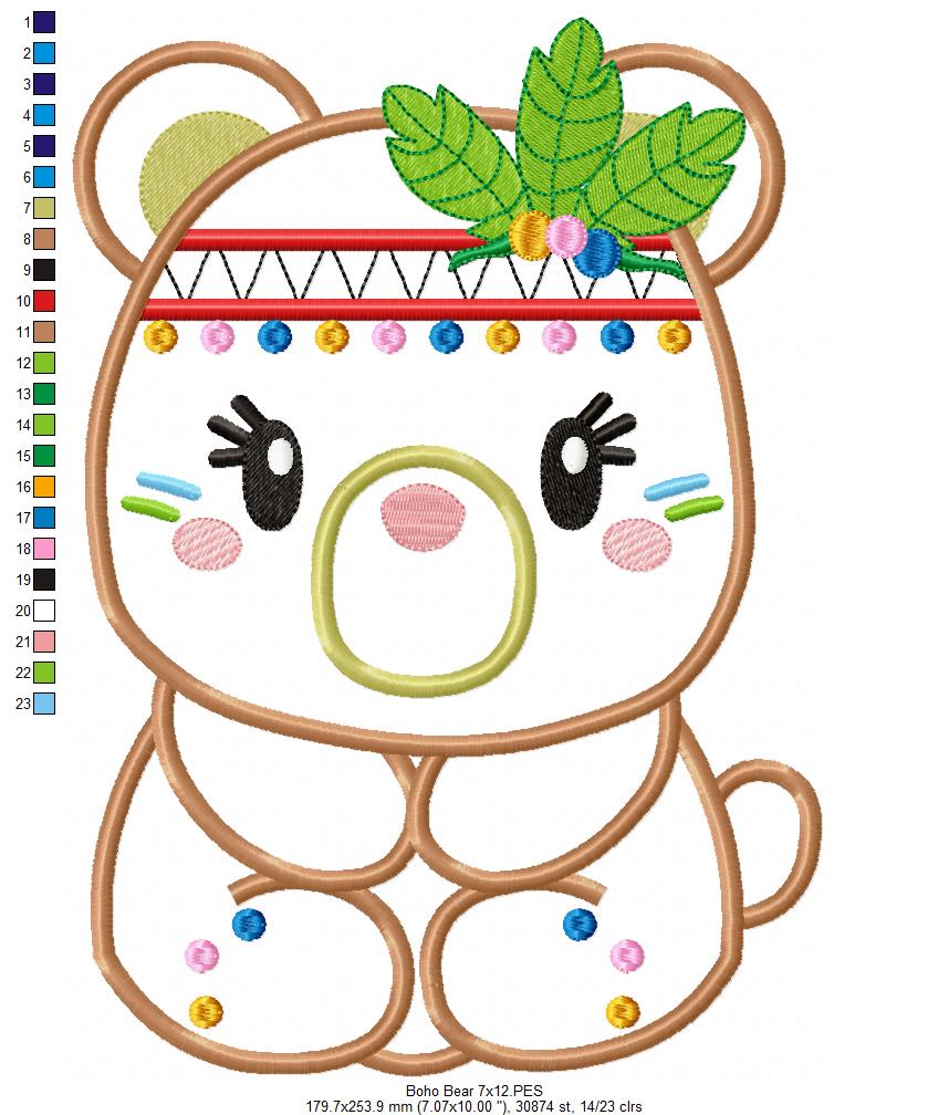 Boho Bear - Applique Embroidery