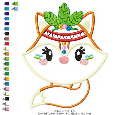 Boho Fox - Applique Embroidery
