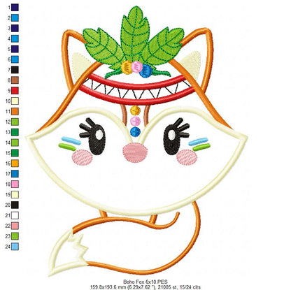 Boho Fox - Applique Embroidery