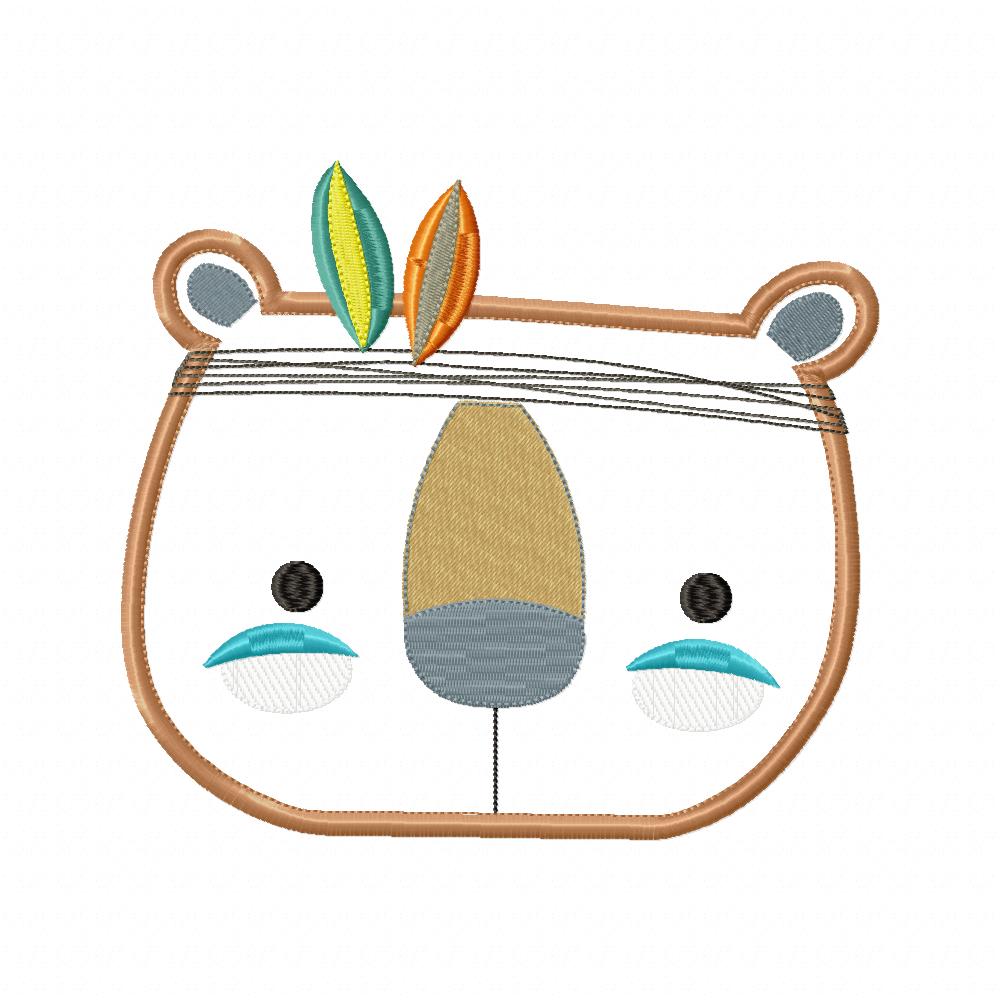 Boho Bear Face - Applique - Set of 2 designs