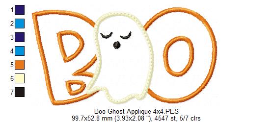 Boo Halloween Ghost - Applique
