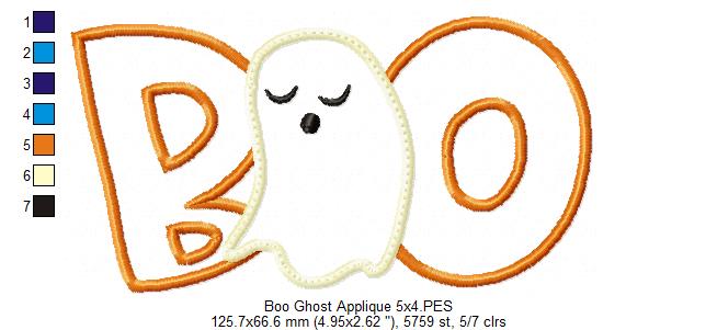 Boo Halloween Ghost - Applique