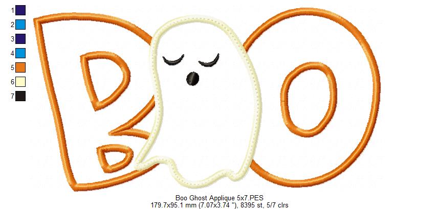 Boo Halloween Ghost - Applique