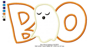 Boo Halloween Ghost - Applique