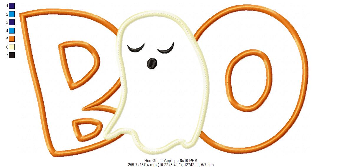 Boo Halloween Ghost - Applique