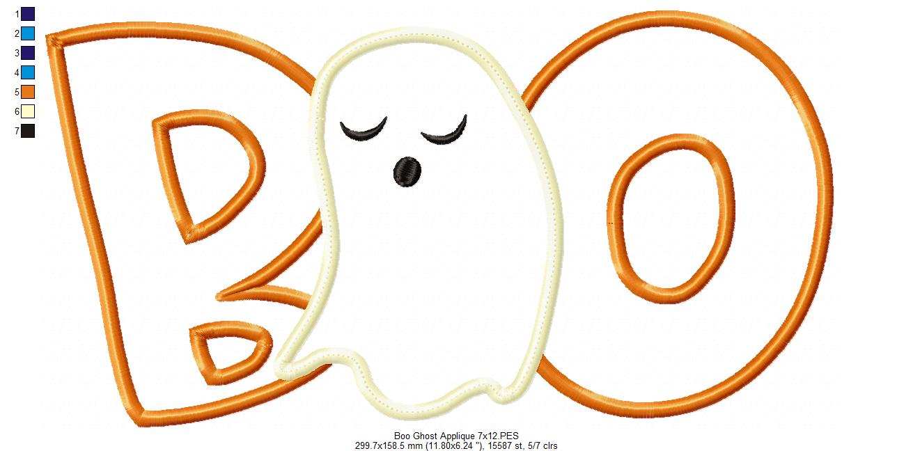 Boo Halloween Ghost - Applique