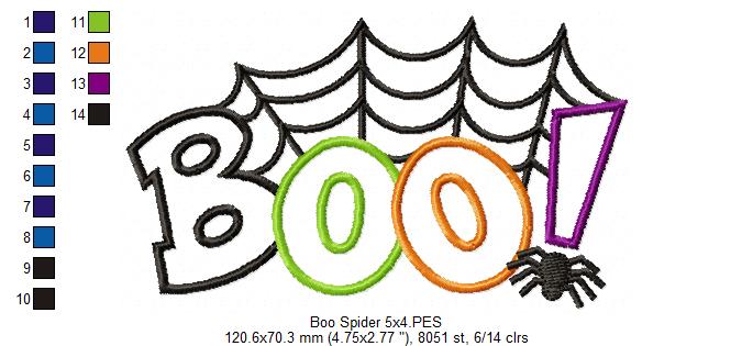 Boo! Spider - Applique Embroidery