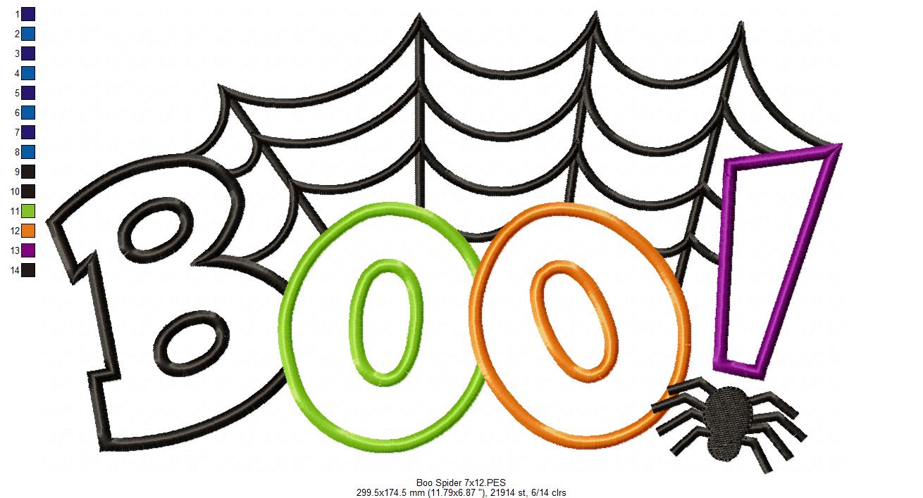 Boo! Spider - Applique Embroidery