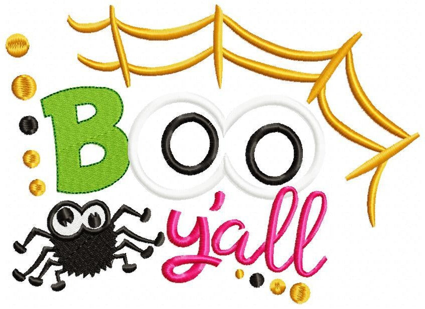 Boo Y'all - Applique - Machine Embroidery Design