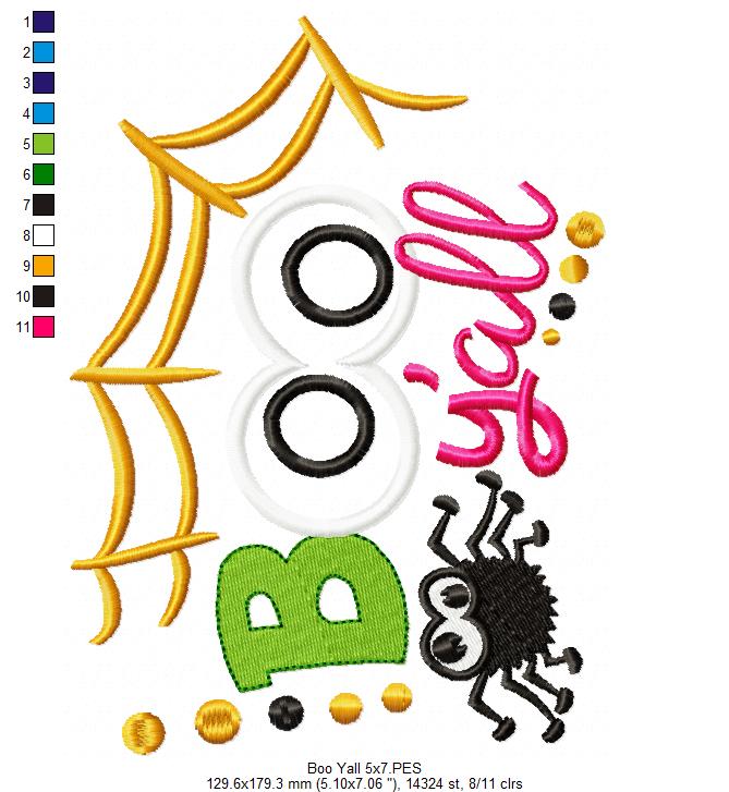 Boo Y'all - Applique - Machine Embroidery Design