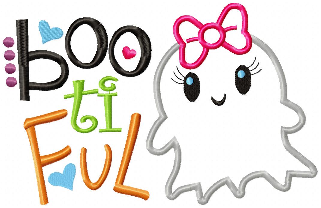 Boo Ti Ful - Applique - Machine Embroidery Design