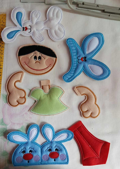 Easter Pajama Boy Vase Ornament - ITH Project - Machine Embroidery Design