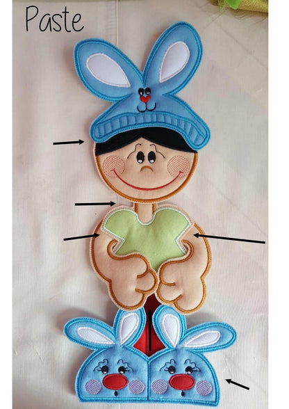 Easter Pajamas Boy and Girl Vase Ornament - ITH Project - Machine Embroidery Design