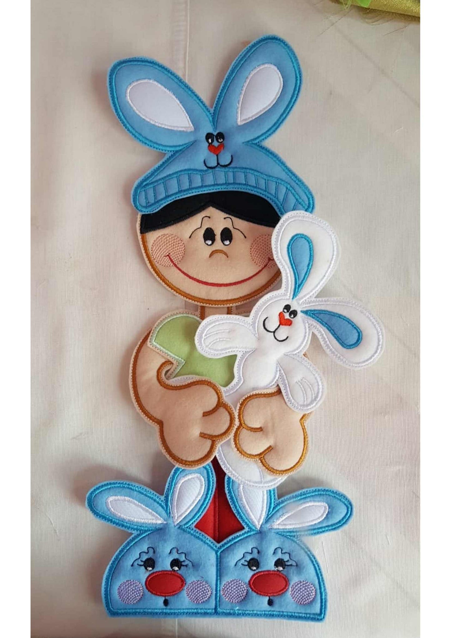 Easter Pajamas Boy and Girl Vase Ornament - ITH Project - Machine Embroidery Design