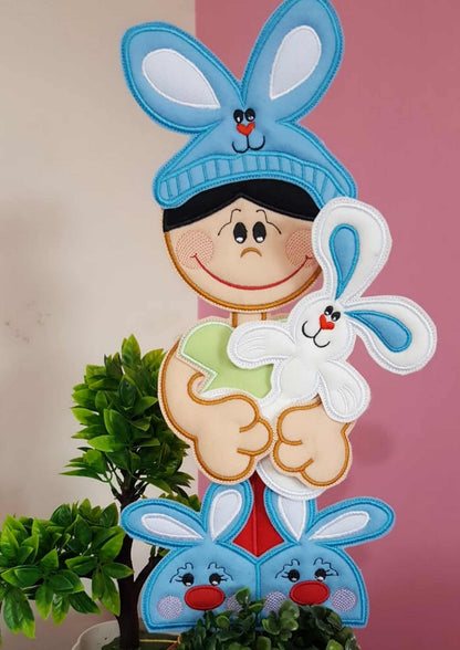 Easter Pajama Boy Vase Ornament - ITH Project - Machine Embroidery Design