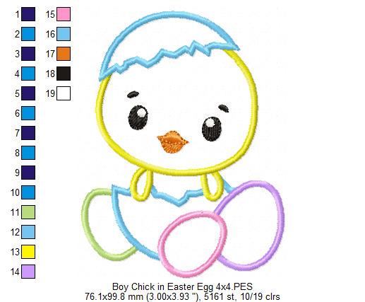 Boy Chick in Easter Egg - Applique