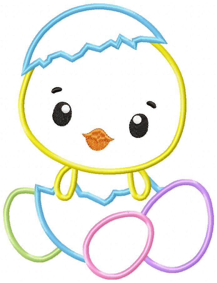 Boy and Girl Chick in Easter Egg - Applique - Set of 2 designs