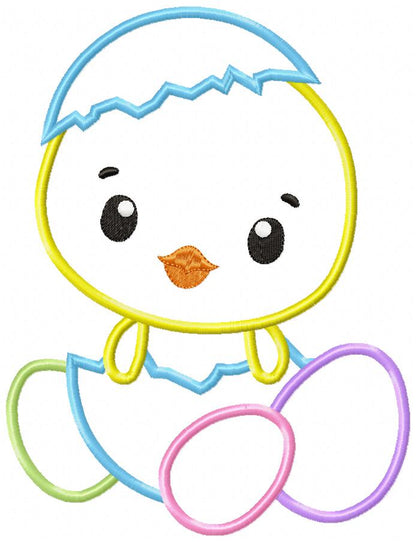 Boy and Girl Chick in Easter Egg - Applique - Set of 2 designs