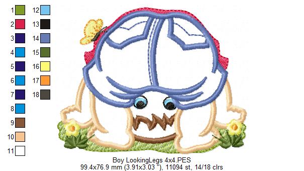 Baby Boy Looking Through his Legs - Applique